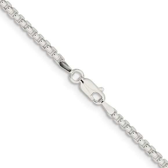 Kazi Luxury Sterling Silver 2.6mm Round Box Chain
